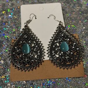 Elegant Silver and Blue Teardrop Earrings